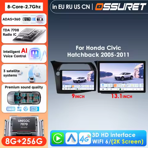 HD 9'' 2K Screen 7870 Aura AI Intelligent Screen for Honda Civic Hatchback 2005-2011 Carplay Android