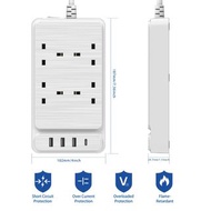 過載保護開關的電源板電源擴展最大 3250W 4 個交流電源插座、3 個 USB 連接埠和 1PD 充電  bbsckp Power Strip with Over Load Protection S