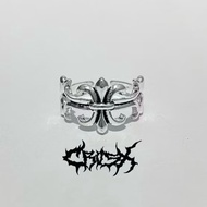SMA CH Cross Ring for Men and Women, Stainless Titanium, Korean Style, Hiphop Punk, Aesthetic, Coupl