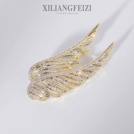 Angel Wings Brooch Exquisite Zircon Inlaid Feather Pin Fashion Clothing Accessories High-End Gift