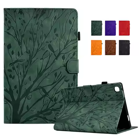 Funda For Samsung tab a sm t510 Case Embossed Tree Wallet Stand Tablet Coque For Galaxy Tab A 10.1 2