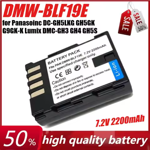 7.2V 2200mAh DMW-BLF19E for Panasoinc DC-GH5LKG GH5GK G9GK-K Lumix DMC-GH3 GH4 GH5S AG-GH4MC Camera 