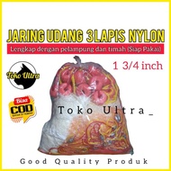 QUALITY JARING UDANG NYLON 3 LAPIS (SIAP PAKAI) JARING KOMPLIT /