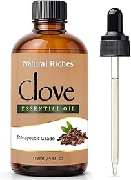 Natural Riches Pure Clove Essential Oil 4 Fl Oz, Therapeutic Grade for Tooth Ache Soothes Sore Muscl