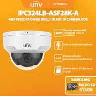 Unv IPC324LB-ASF28K-A 4MP FIXED IR DOME BULB IN MIC IP CAMERA POE FREE MICRO SD 512GB