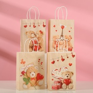 Teddy Bear Tote Bag Love Bear Hand Kraft Paper Bag Love Hand Kraft Paper Bag Valentine's Day Gift Bag Holiday Accompanying Bag