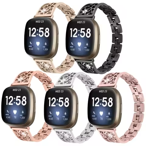 Diamond Stainless Steel band For Fitbit Versa 3 versa 4 smart watch Women bracelet strap watchband f