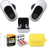 Sony WFG700N/W INZONE Buds Truly Wireless Noise Cancelling Gaming Earbuds, White Bundle with Deco Silicone Case Yellow, Memory Foam Ear Tips, USB-A to USB-C Cable &amp; 1 YR CPS Enhanced Protection Pack
