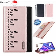 【SG SELLER】iPhone Pouch 17 Pro Max 17 Air 16 Pro 15 Pro Max 14 16 Plus 15+ 14Pro Hanman Diary Leathe