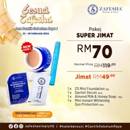 [ZA107s] Zafesha Simply Pakej Super Jimat : Mini Foundation + Mini Sunscreen + Almond Soap + Serum Sachet
