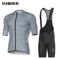 INBIKE ชุดเสื้อเจอร์ซีย์นักปั่นผู้ชายชุดชุดกีฬาจักรยานรัดรูปชายซิปเต็มแขนชุดปั่นจักรยานขาสั้นซิปกางเ
