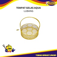 AQUA GLASS SERVING PLACE AQUA GLASS RACK/ AQUA ROUND GOLD RACK 7 HOLES