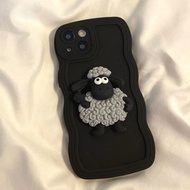 Black Three-Dimensional Sheep Accessories Phone Case for IPhone 11 12 Pro Max X XR XS MAX Apple 7 Plus 8 Plus IPhone 13 Pro Max IPhone 14 Pro Max IPhone 15 Pro Max Soft 7 8