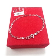 Love Heart Chain Bracelet 925 Silver Plated White Gold - Bracelet Authentic 925 SilverWanita