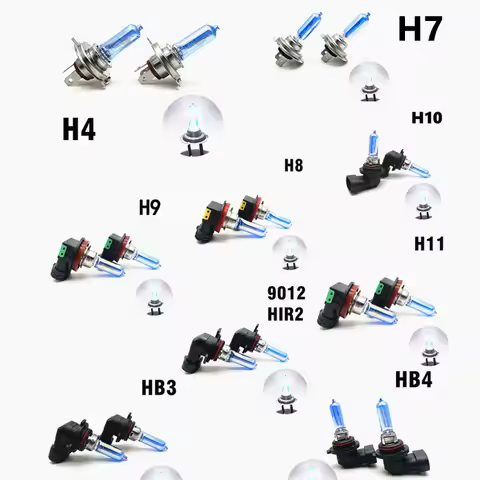 KULUZE 2Pcs H4 H7 H8 H9 H0 H11 Crystal Super Bright White Headlamp 6000K HB3 HB4 9012 Halogen Lamp U