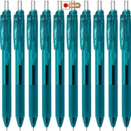 【Direct from Japan】Pentel Gel Ink Ballpoint Pen EnerGel S 0.5mm Turquoise Blue Barrel 10-Pack BLN125S3-A Black