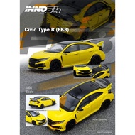 INNO 1:64 CIVIC TYPE-R (FK8) Yellow Diecast Model Car