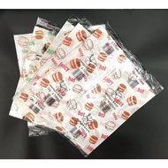 Burger wrapping paper/Kertas burger/Pembalut burger/Bungkus burger/fresh/bunga raya