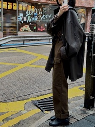 ชุดทํางาน Muallychen Notting Hill Retro Silhouette กางเกง ดีไซน์ กระเป๋าเสื้อ เก้าชิ้น พรางหุ่น เดนิ