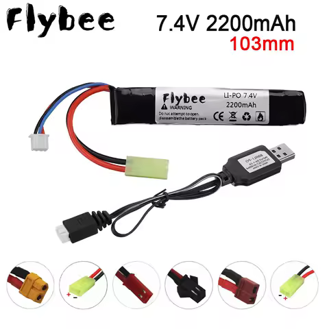 7.4v 2200mAh Lipo Battery for Water Gun Mini Airsoft BB Air Pistol air gun Electric Toys Guns Parts 