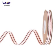 [Simhoa] Webbing Ribbon, Red Cream Black Stripes, Gift Packaging, Apparel, Bag Trim,