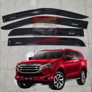 กันสาด ISUZU MU-X 2022 2023 2024 ล่าสุดอะคริริค สีดำ ตรงรุ่น 4 ชิ้น มีกาว 3 M ในตัว กันสาดรถยนต์ ISU