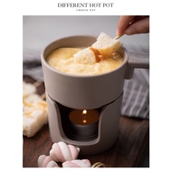 Ceramic Fondue Pot Swiss Cheese Ice Cream Chocolate Melting Hotpot Porcelain DIY Fondue Set Butter Melter Cup Small Warmer