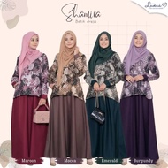 Gamis dinas batik kombinasi polos "Shamira"