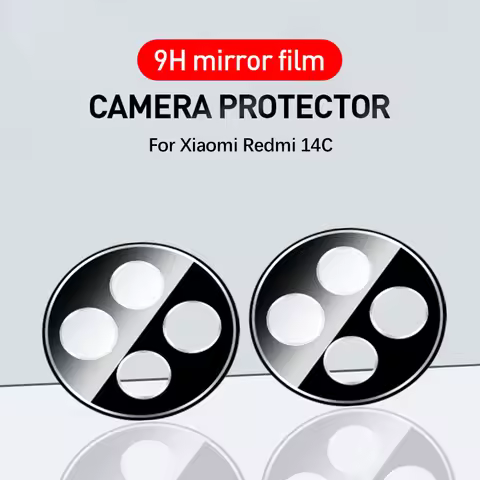 2Pcs 3D Curved Black Camera Protector Case For Xiaomi Redmi 14C Tempered Glass Rear Lens Coques Redm