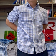 ApaceManson - short sleeve shirt with checkered front pocket COTTON 98% for Men Menswear COLOR 8 blu
