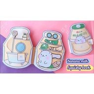 Banana milk squishy book diy (dah siap)