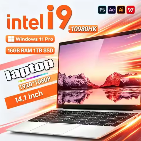14.1 Inch Windows 11 Pro Laptops Intel Core I9-10980HK 16GB RAM 1TB SSD Office Gamer Study Notebook 