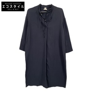 Hermes Navy Silk Blend Ribbon Tie Dress, Size 34