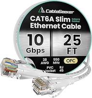 CableGeeker CAT6A Slim Ethernet Cable 25FT, 10Gbps 550MHz High Speed Network Cable with Matte Finish