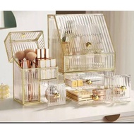Gold Translucent Cosmetic Organizer Box/ Cosmetic Organizer/Kotak Kosmetik/Table Organizer/Drawer/Ta