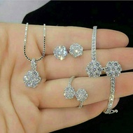 Diamond Silver Jewelry Set 45cm Long Rope Ring There Is A size According To Finger Earrings And Brac