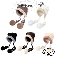 NAILS Ear Protection Hat, Bear Ear Crochet Beanies Bear Hat, Cute Wool Thickened Warm Hat Autumn