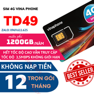 ( 12 THÁNG ) Sim 4G Vinaphone TD49 Tặng 100Gb 1 Tháng Data Tốc Độ Cao Không Giới hạn Trong Ngày - B