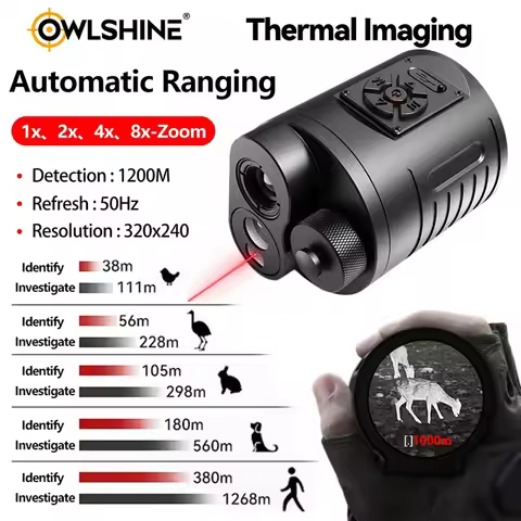 Thermal Imaging Rangefinder Scope 320*240 50Hz Thermal Monocular 9.7mm Lens Thermal 1-8X Zoom NETD 4
