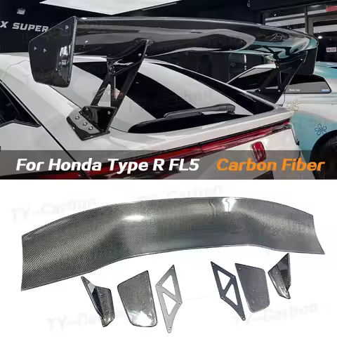 For Honda Civic 11 Type R FL5 2022+ VTX Style Real Carbon Fiber Rear Trunk Spoiler Wing FL1 FL5 Carb