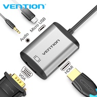 Vention HDMI to HDMI VGA Adapter Video 4K HDMI Converter HDMI VGA Cable for Laptop PC HDTV PS4 Monitor Projector HDMI to VGA Converter with 3.5mm Audio Jack and Micro-USB Power