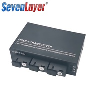 Ethernet Switch Fiber Optical Media Converter Fiber Transceiver Single Mode 2 RJ45 and 3 SC Fiber Port 10/100M With Power Supply