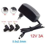 5.5mm*2.5mm Jack AC 220V to DC 12V 3A Power Supply Adapter Charger 5.5x2.1 3.5x1.35 DC Right Angle Connector