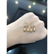 Oval hook earrings with genuine gold engraving, grade 375
