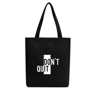 Túi Tote Vải Canvas Đen GINKO có dây kéo khóa ( túi con bên trong) phong cách Hàn Quốc in Quote B04