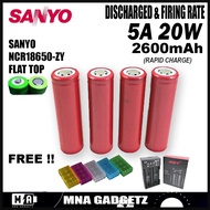 SANYO-NCR18650 ZY(FT) Rechargeable Battery (2600mAh 5A) FREE GIFT ORIGINAL (READYSTOK) MNA GADGETZ
