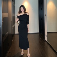 Long Sleeve Gown Dragon Xi Er Early Autumn French Style Dinner Cold Tone Slim Fit Evening Dress M802