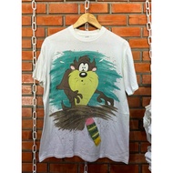 Taz 1993 Pattern Shirt Good Screen Printing