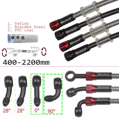AN3 Brake Hose 28°-28° Motorcycle Hydraulic Stainless Steel Braided Brake Fluid DOT Oil Tube Line AT