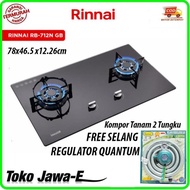 Rinnai Rb 712Ngb/Rinnai Kompor Gas Tanam 2 Tungku + Quantum Selang Gas